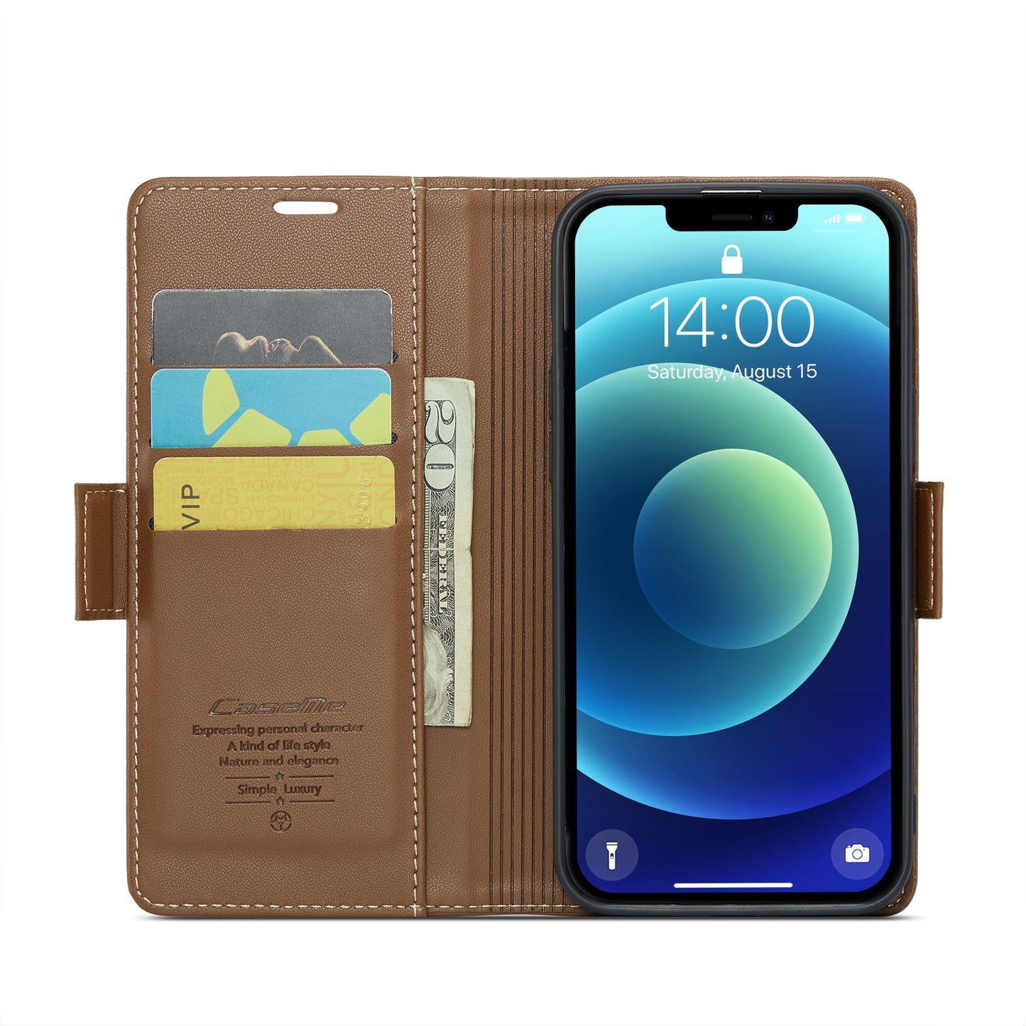 iPhone 12/12 Pro Leather Wallet Case - RFID Blocking, Stand Function, Card Slots