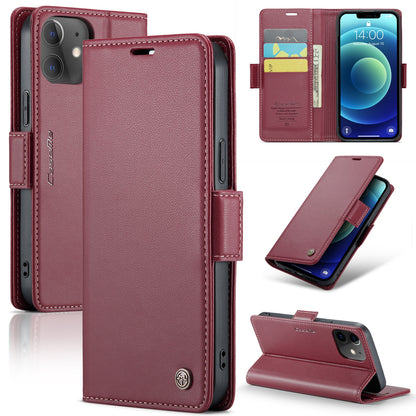 iPhone 12/12 Pro Leather Wallet Case - RFID Blocking, Stand Function, Card Slots