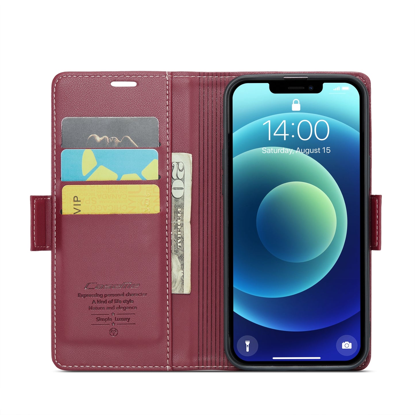 iPhone 12/12 Pro Leather Wallet Case - RFID Blocking, Stand Function, Card Slots