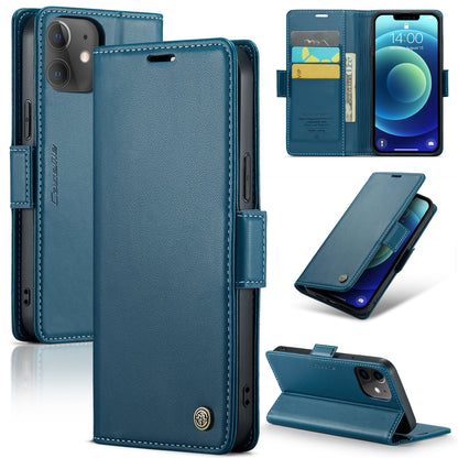 iPhone 12/12 Pro Leather Wallet Case - RFID Blocking, Stand Function, Card Slots