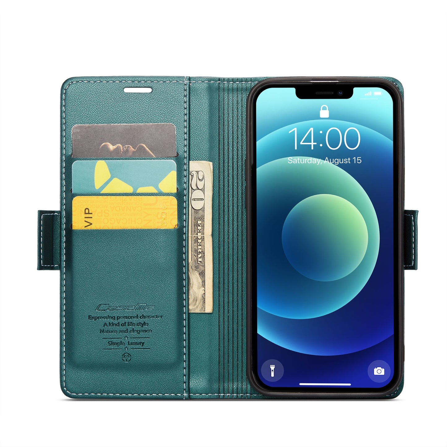 iPhone 12/12 Pro Leather Wallet Case - RFID Blocking, Stand Function, Card Slots