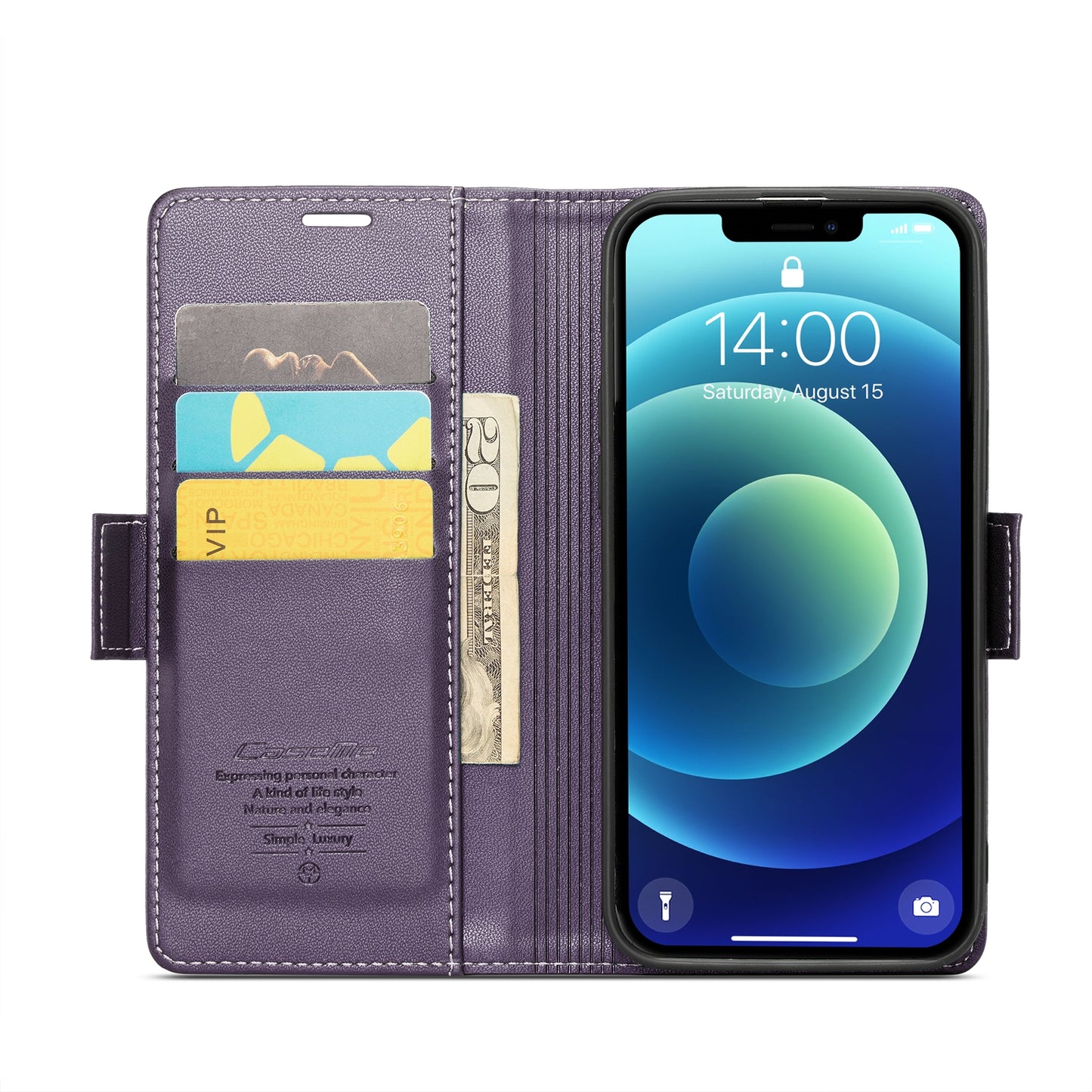 iPhone 12/12 Pro Leather Wallet Case - RFID Blocking, Stand Function, Card Slots