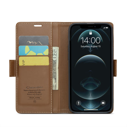 iPhone 12 Pro Max Leather Wallet Case - RFID Blocking, Stand Function, Card Slots