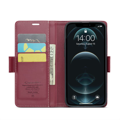 iPhone 12 Pro Max Leather Wallet Case - RFID Blocking, Stand Function, Card Slots