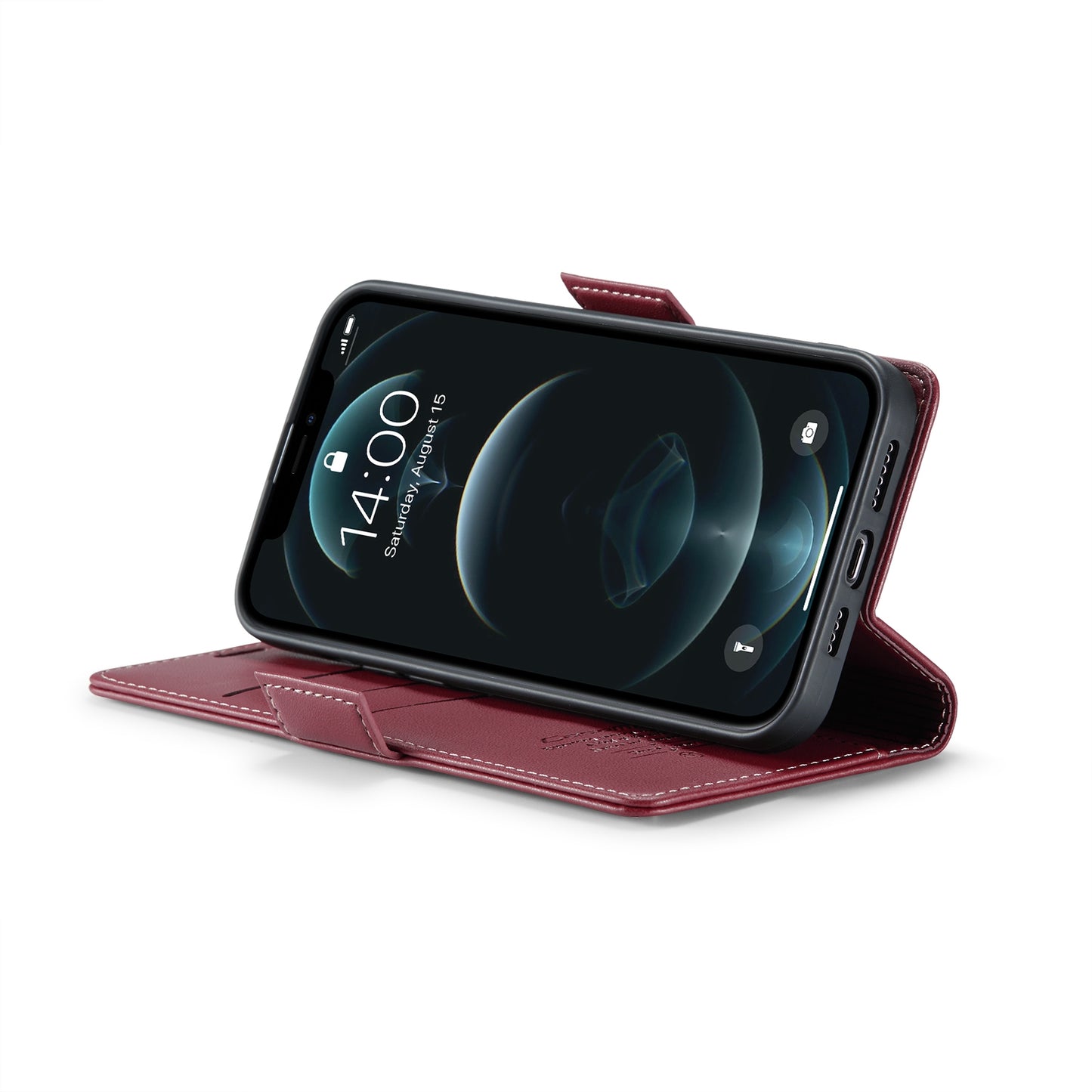 iPhone 12 Pro Max Leather Wallet Case - RFID Blocking, Stand Function, Card Slots