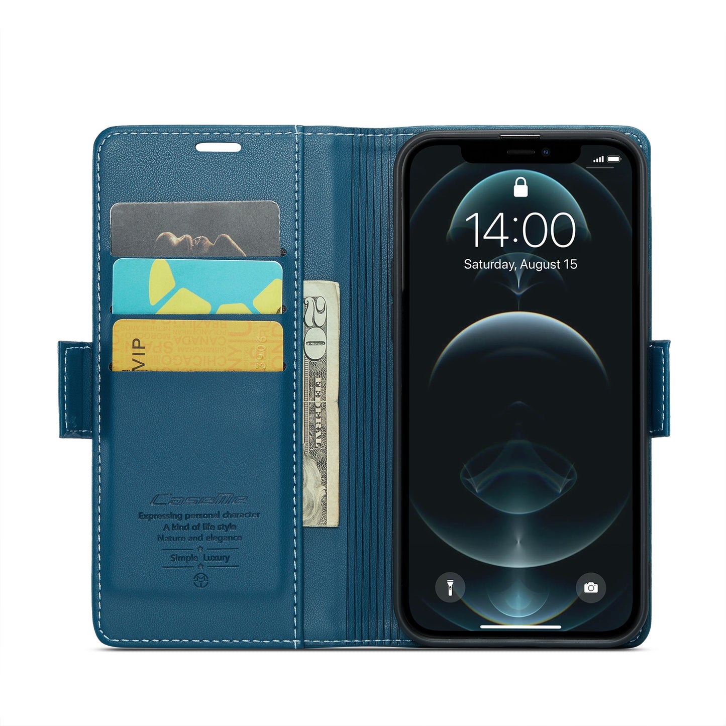 iPhone 12 Pro Max Leather Wallet Case - RFID Blocking, Stand Function, Card Slots