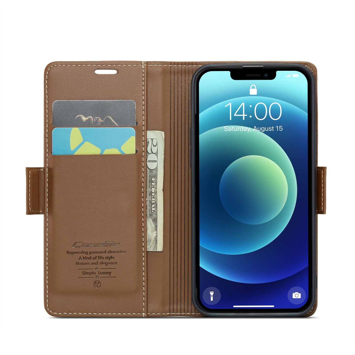 iPhone 12 Mini Leather Wallet Case - RFID Blocking, Stand Function, Card Slots