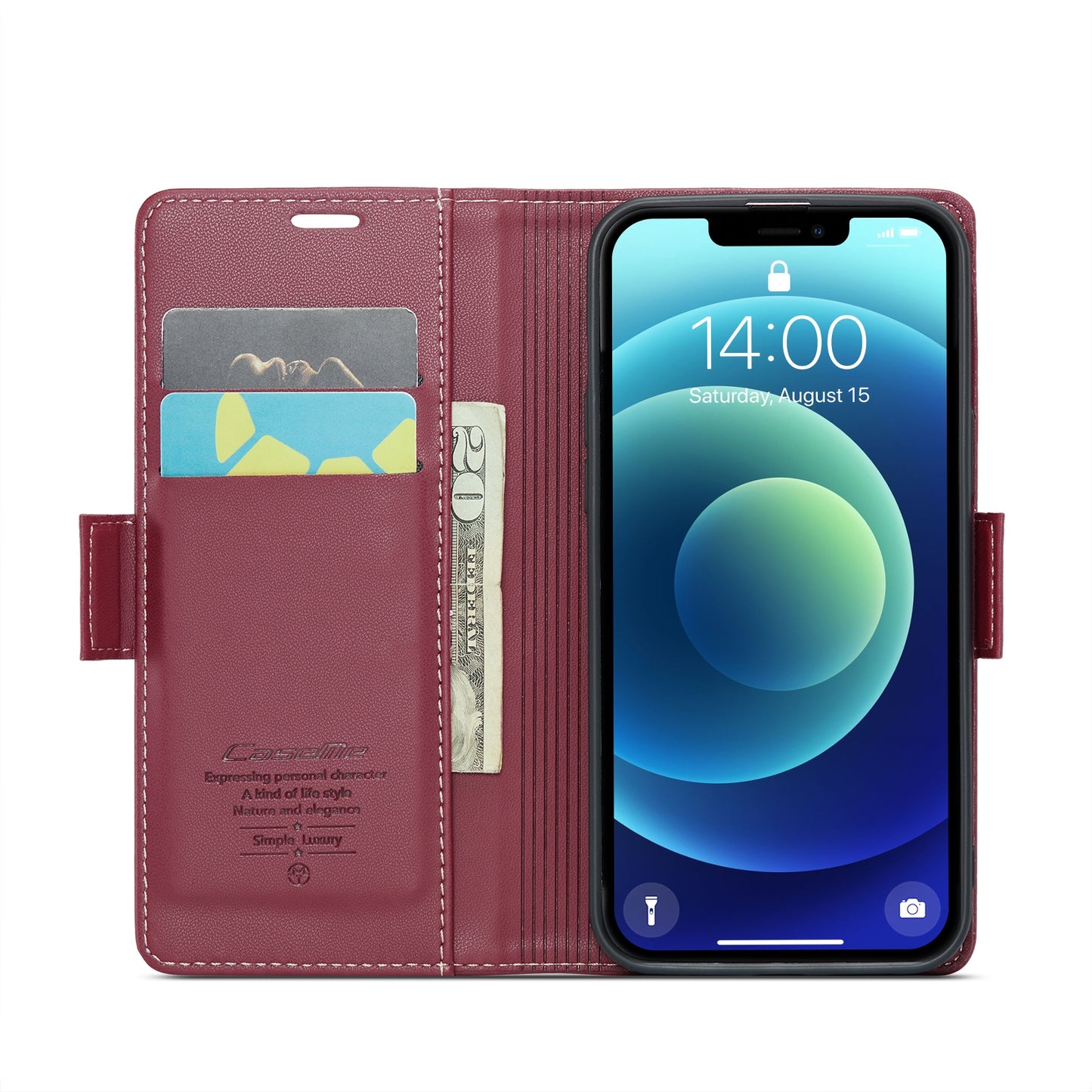 iPhone 12 Mini Leather Wallet Case - RFID Blocking, Stand Function, Card Slots