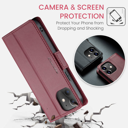 iPhone 12 Mini Leather Wallet Case - RFID Blocking, Stand Function, Card Slots
