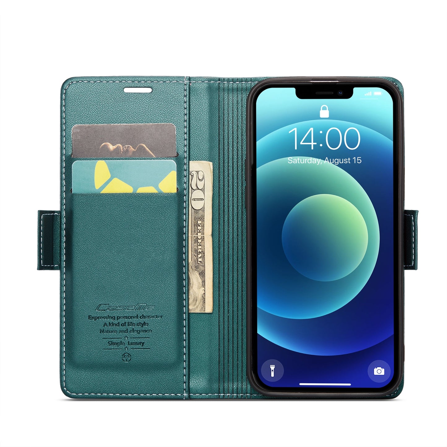 iPhone 12 Mini Leather Wallet Case - RFID Blocking, Stand Function, Card Slots