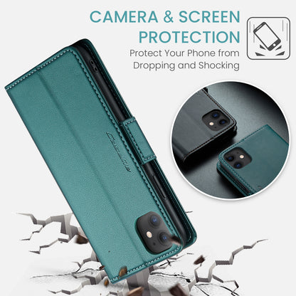 iPhone 11 Leather Wallet Case - RFID Blocking, Stand Function, Card Slots