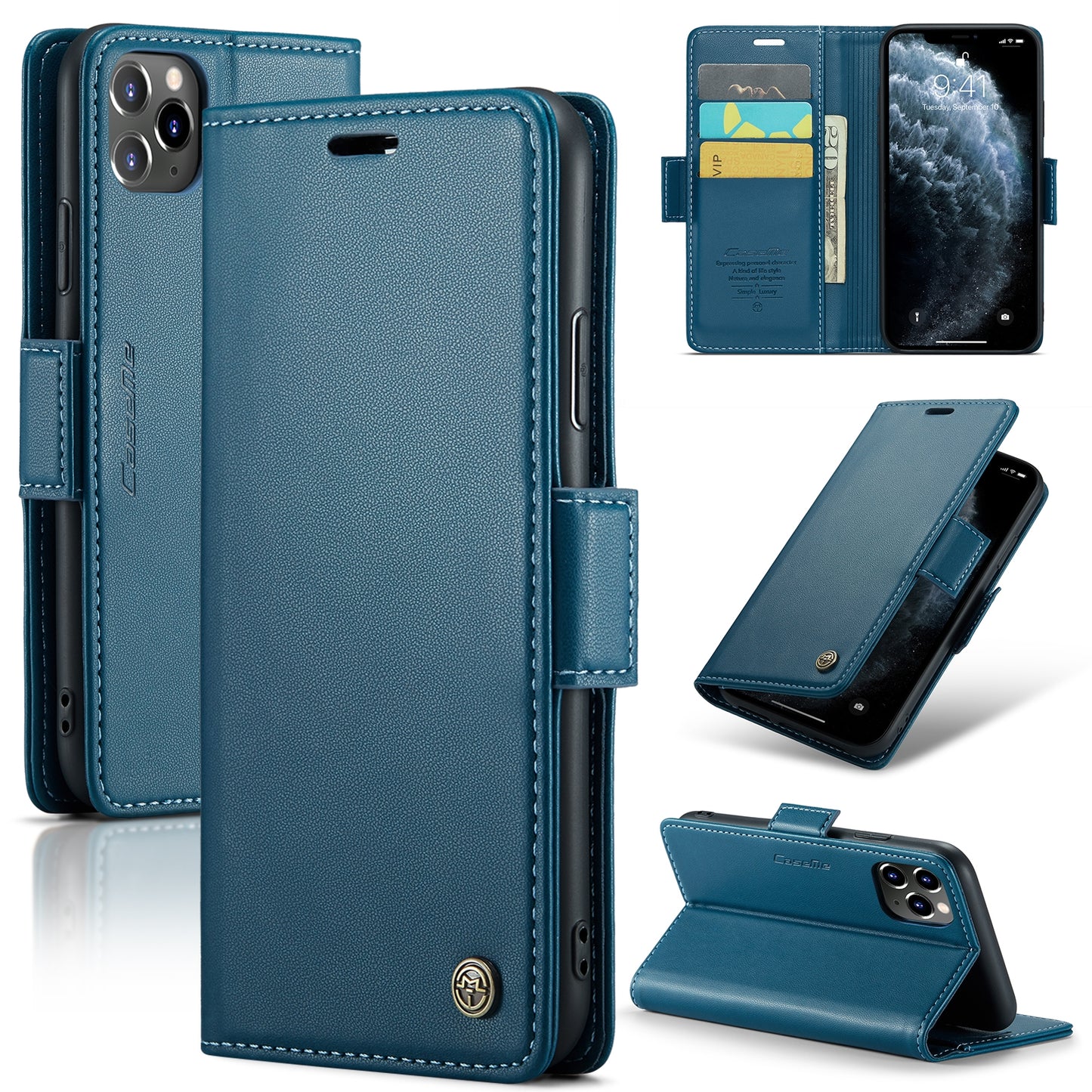 iPhone 11 Pro Leather Wallet Case - RFID Blocking, Stand Function, Card Slots