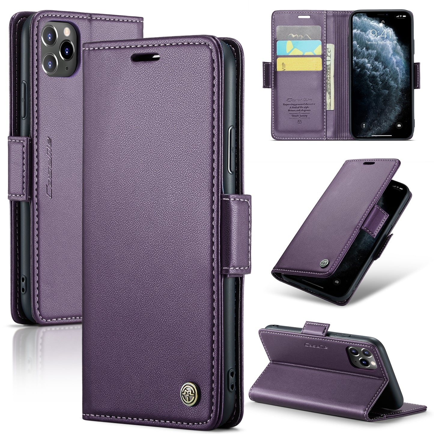 iPhone 11 Pro Leather Wallet Case - RFID Blocking, Stand Function, Card Slots