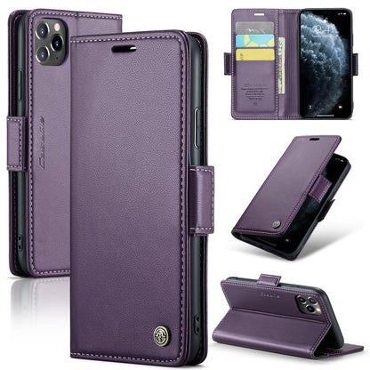 iPhone 11 Pro Leather Wallet Case - RFID Blocking, Stand Function, Card Slots