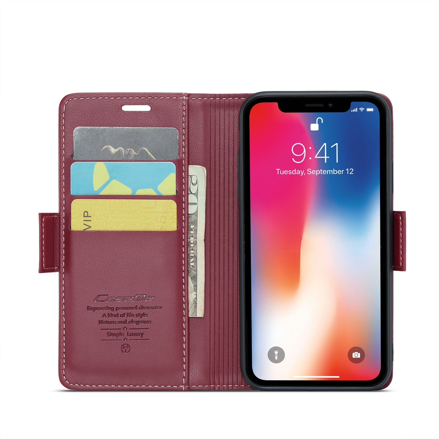 iPhone XS Max Leather Wallet Case - RFID Blocking, Stand Function, Card Slots
