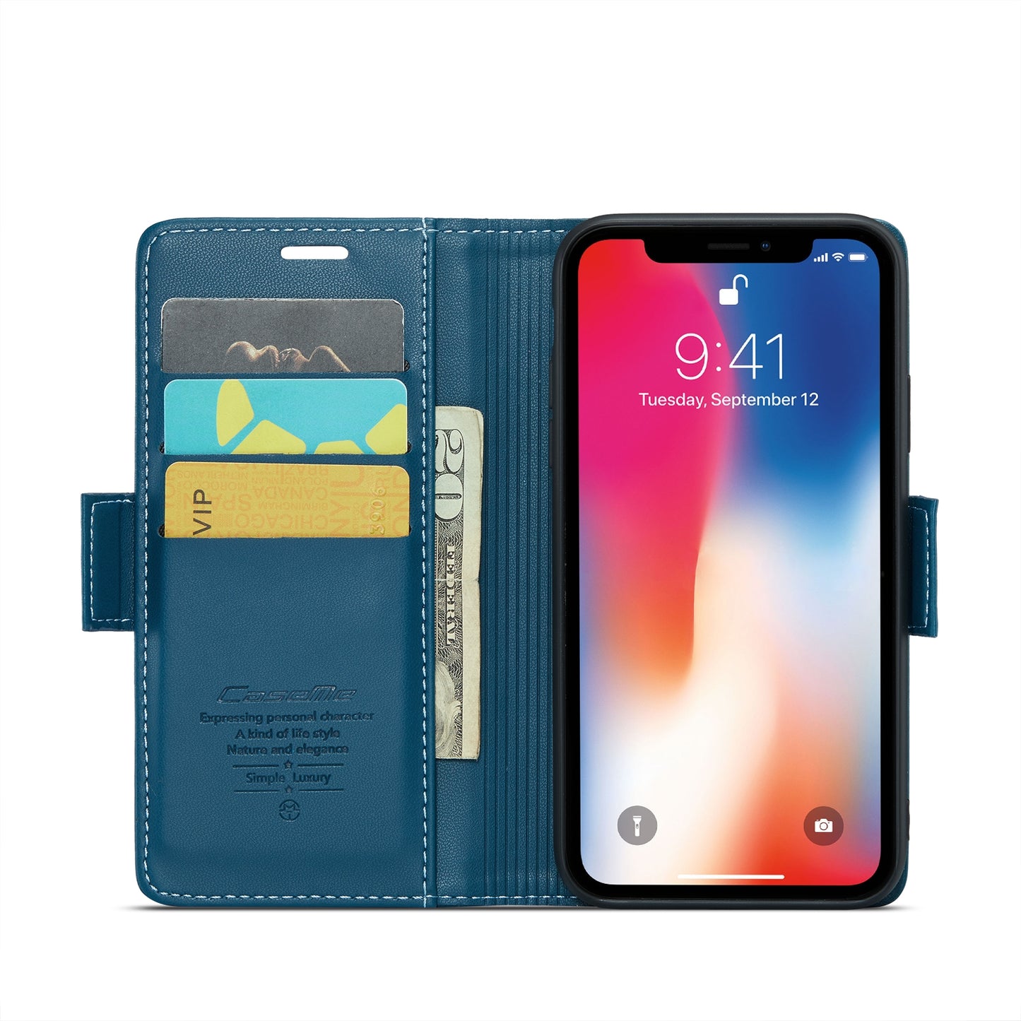 iPhone XS Max Leather Wallet Case - RFID Blocking, Stand Function, Card Slots