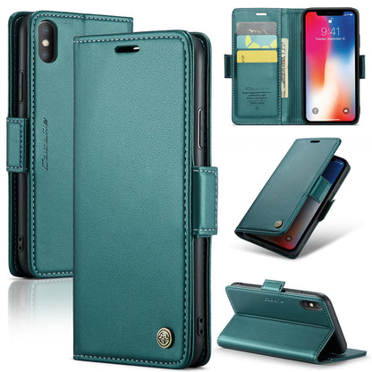 iPhone XS Max Leather Wallet Case - RFID Blocking, Stand Function, Card Slots