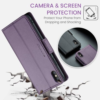 iPhone XS Max Leather Wallet Case - RFID Blocking, Stand Function, Card Slots