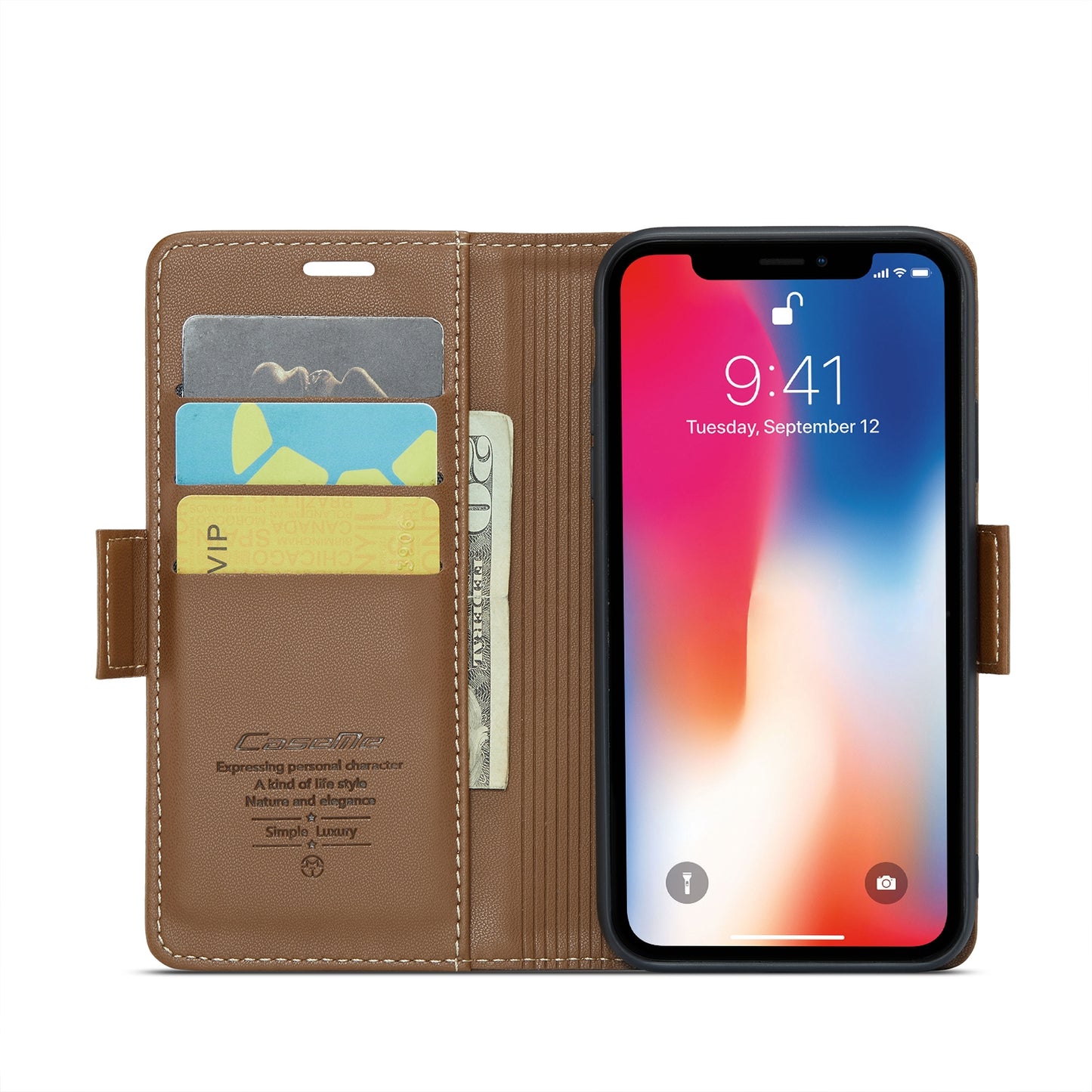 iPhone XS Leather Wallet Case - RFID Blocking, Stand Function, Card Slots
