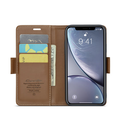 iPhone XR Leather Wallet Case - RFID Blocking, Stand Function, Card Slots