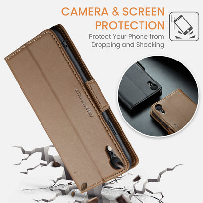 iPhone XR Leather Wallet Case - RFID Blocking, Stand Function, Card Slots