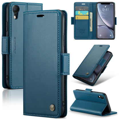 iPhone XR Leather Wallet Case - RFID Blocking, Stand Function, Card Slots