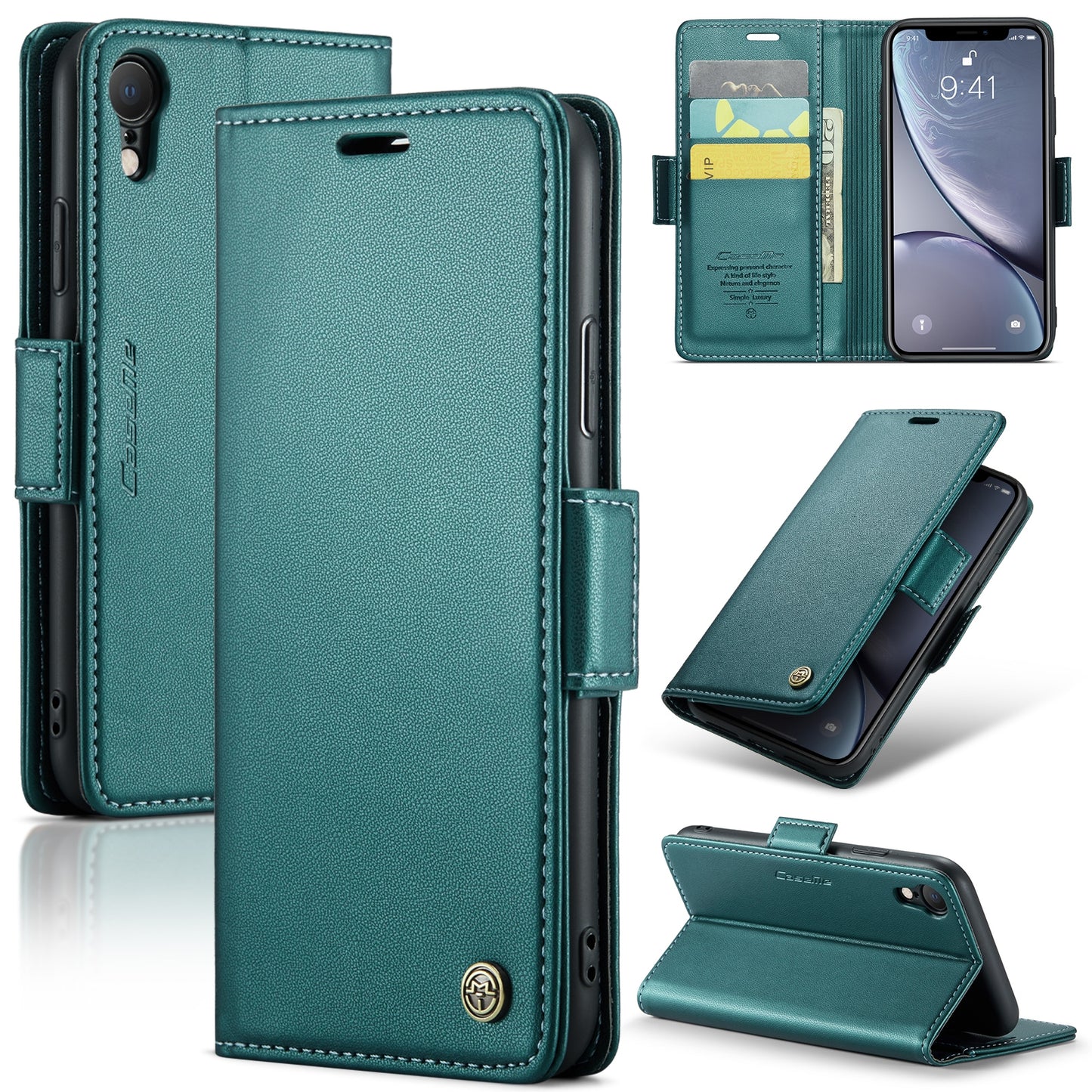 iPhone XR Leather Wallet Case - RFID Blocking, Stand Function, Card Slots
