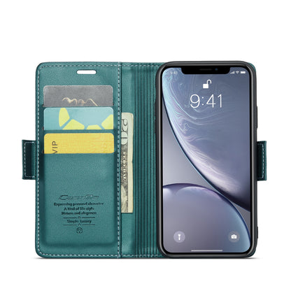 iPhone XR Leather Wallet Case - RFID Blocking, Stand Function, Card Slots