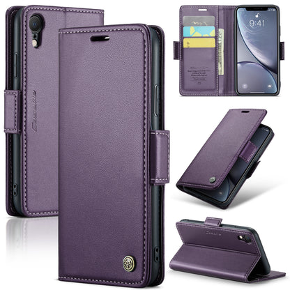 iPhone XR Leather Wallet Case - RFID Blocking, Stand Function, Card Slots