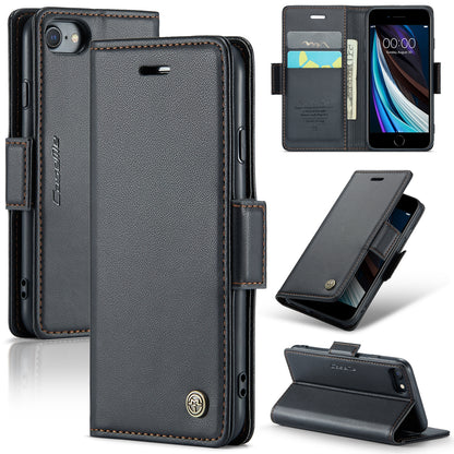 iPhone SE 2022/SE 2020/6/7/8 Leather Wallet Case - RFID Blocking, Stand Function, Card Slots