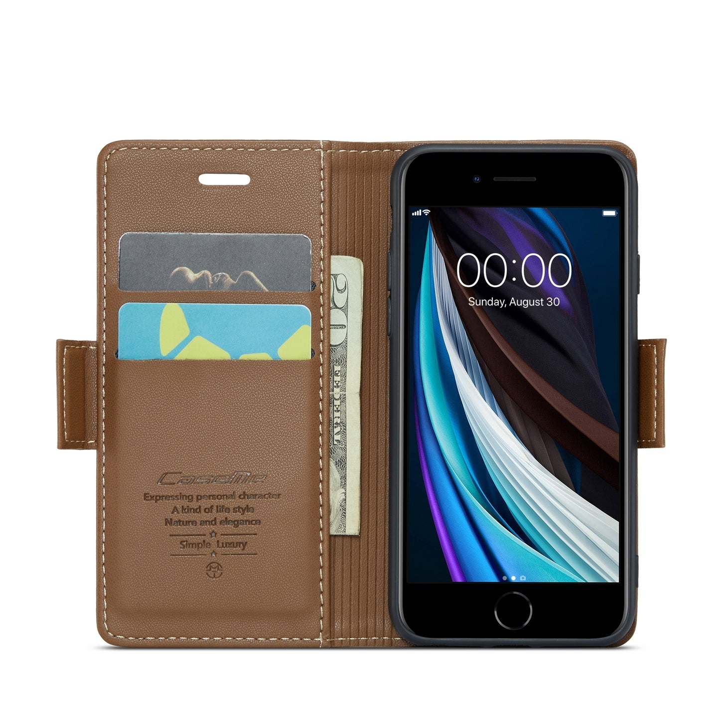iPhone SE 2022/SE 2020/6/7/8 Leather Wallet Case - RFID Blocking, Stand Function, Card Slots