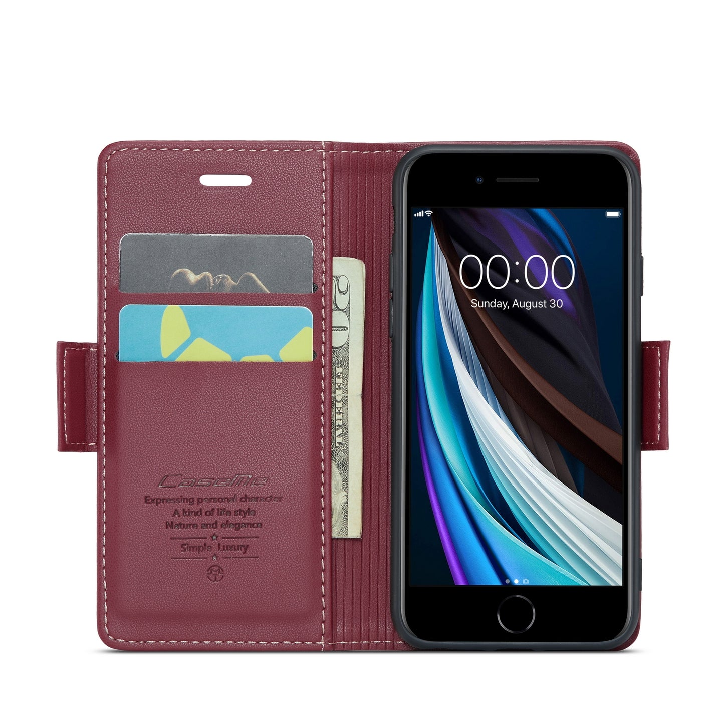 iPhone SE 2022/SE 2020/6/7/8 Leather Wallet Case - RFID Blocking, Stand Function, Card Slots