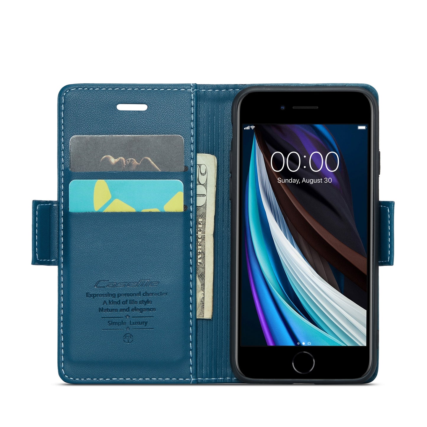 iPhone SE 2022/SE 2020/6/7/8 Leather Wallet Case - RFID Blocking, Stand Function, Card Slots