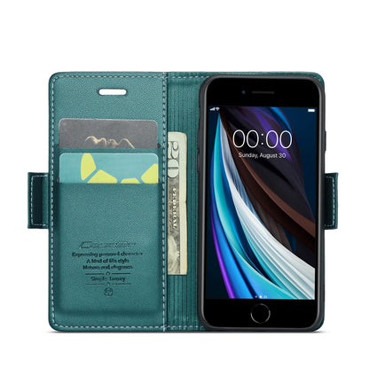 iPhone SE 2022/SE 2020/6/7/8 Leather Wallet Case - RFID Blocking, Stand Function, Card Slots