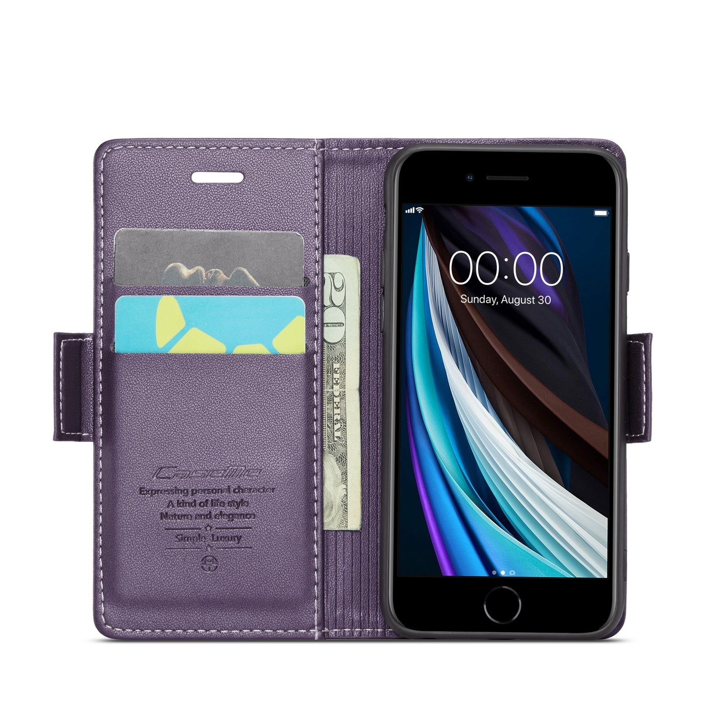 iPhone SE 2022/SE 2020/6/7/8 Leather Wallet Case - RFID Blocking, Stand Function, Card Slots