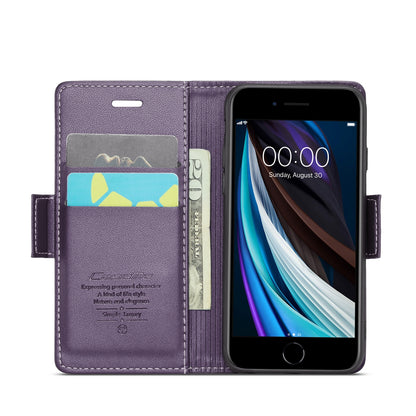iPhone SE 2022/SE 2020/6/7/8 Leather Wallet Case - RFID Blocking, Stand Function, Card Slots