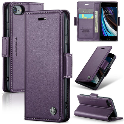 iPhone SE 2022/SE 2020/6/7/8 Leather Wallet Case - RFID Blocking, Stand Function, Card Slots