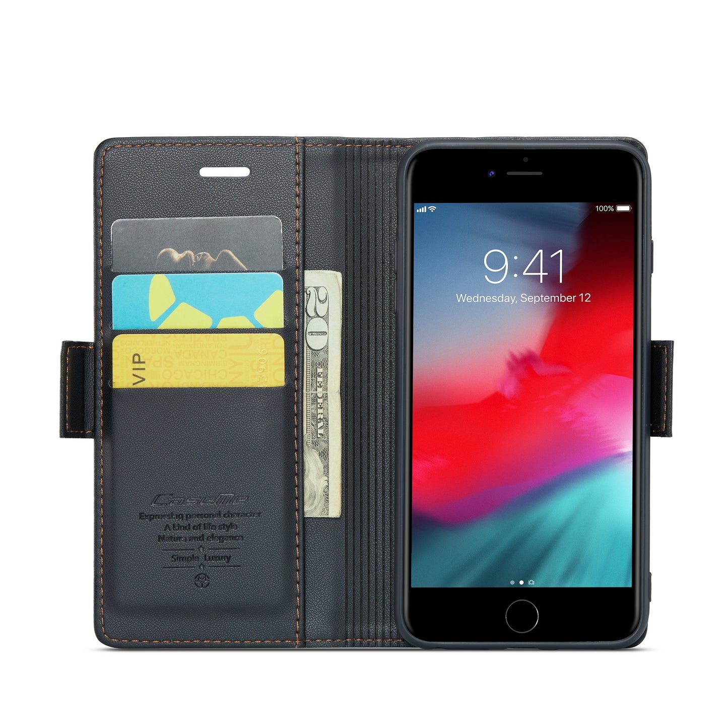 iPhone 7 Plus Leather Wallet Case - RFID Blocking, Stand Function, Card Slots