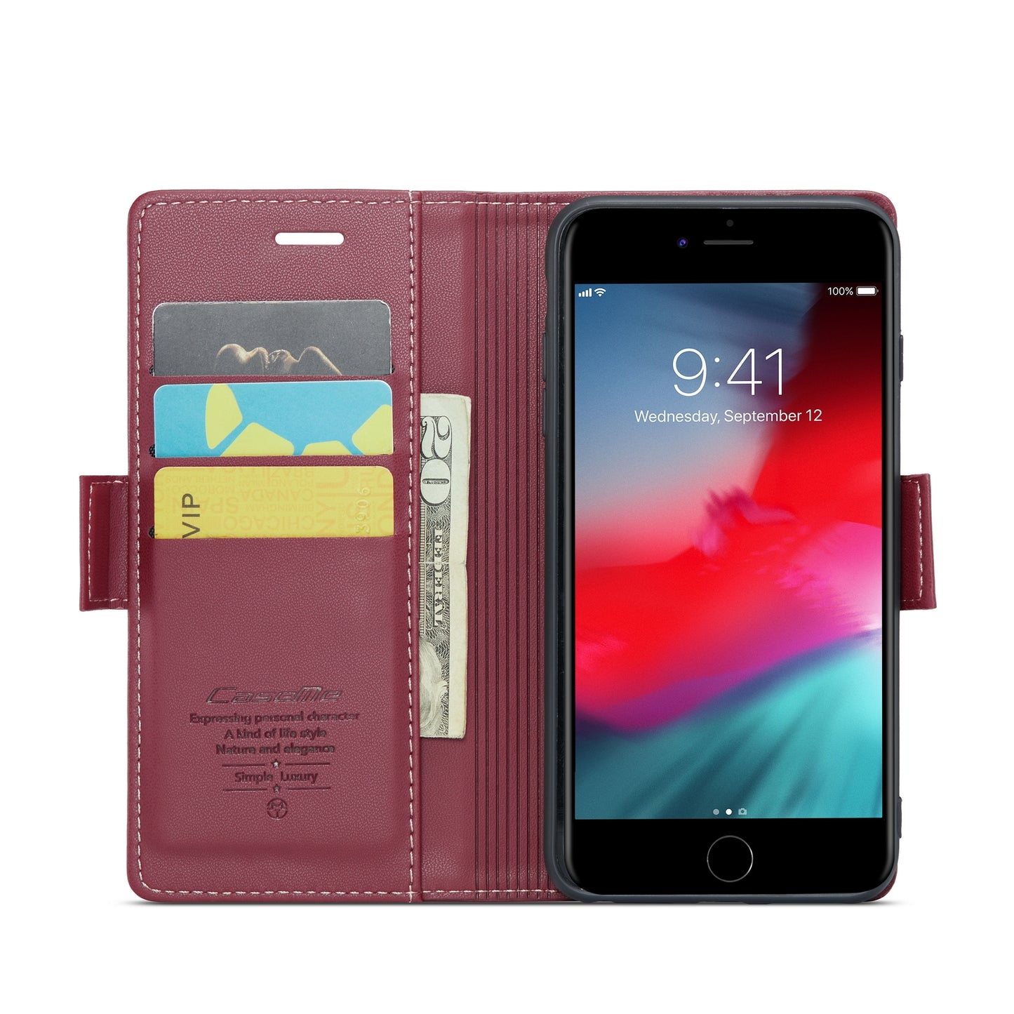 iPhone 7 Plus Leather Wallet Case - RFID Blocking, Stand Function, Card Slots