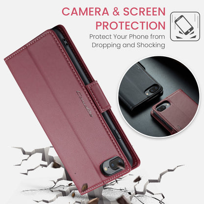 iPhone 8 Plus Leather Wallet Case - RFID Blocking, Stand Function, Card Slots