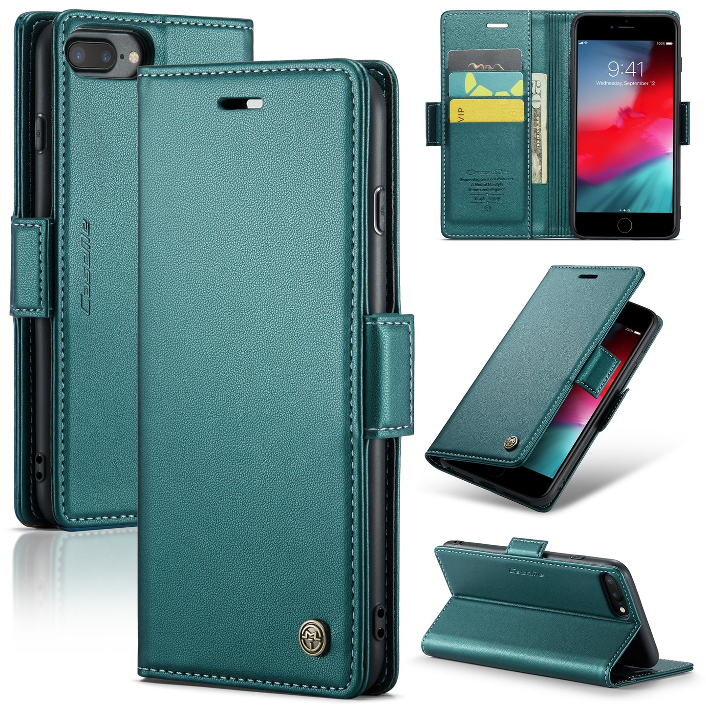 iPhone 6 Plus Leather Wallet Case - RFID Blocking, Stand Function, Card Slots