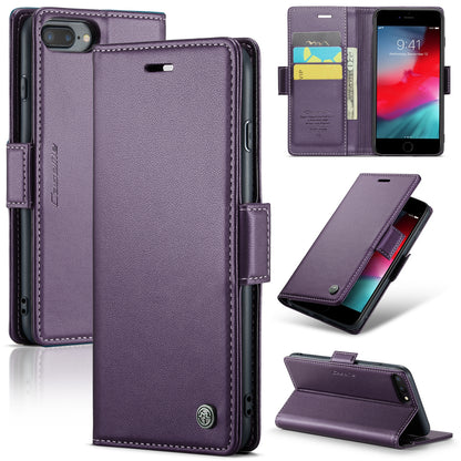 iPhone 8 Plus Leather Wallet Case - RFID Blocking, Stand Function, Card Slots