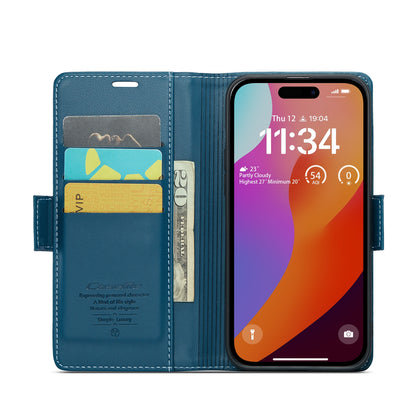 iPhone 15 Pro Max Leather Wallet Case - RFID Blocking, Stand Function, Card Slots