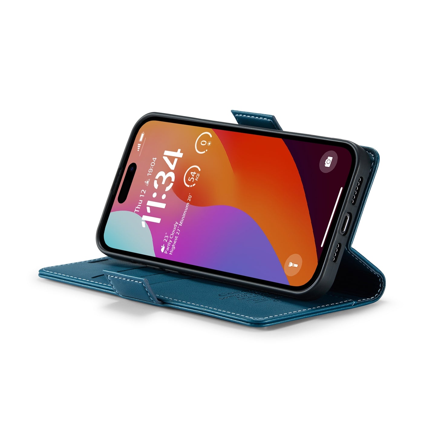 iPhone 15 Pro Max Leather Wallet Case - RFID Blocking, Stand Function, Card Slots