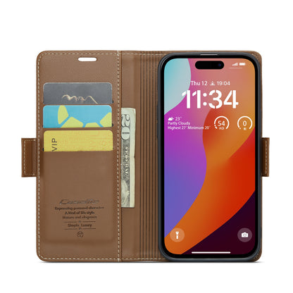 iPhone 15 Pro Leather Wallet Case - RFID Blocking, Stand Function, Card Slots