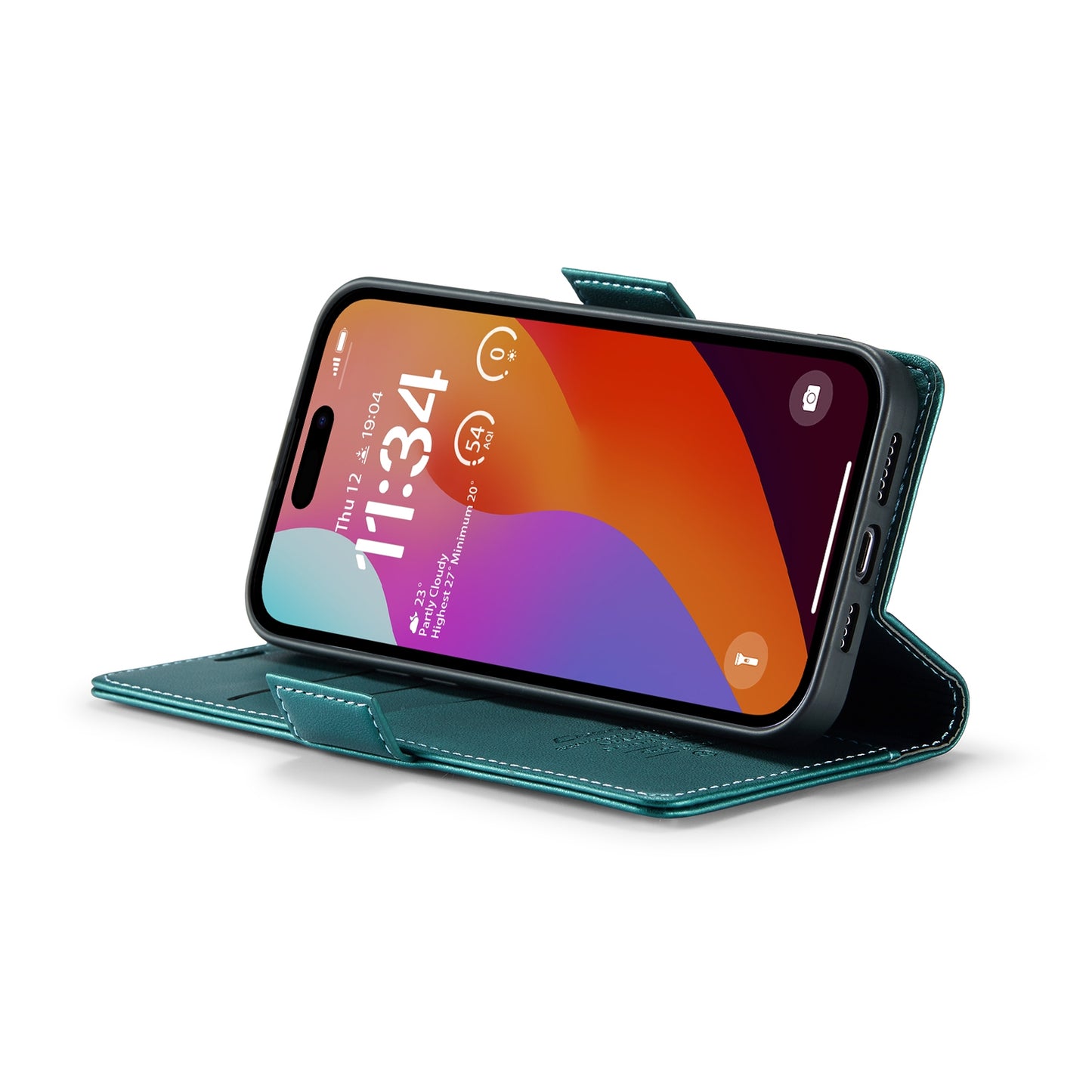 iPhone 15 Pro Leather Wallet Case - RFID Blocking, Stand Function, Card Slots