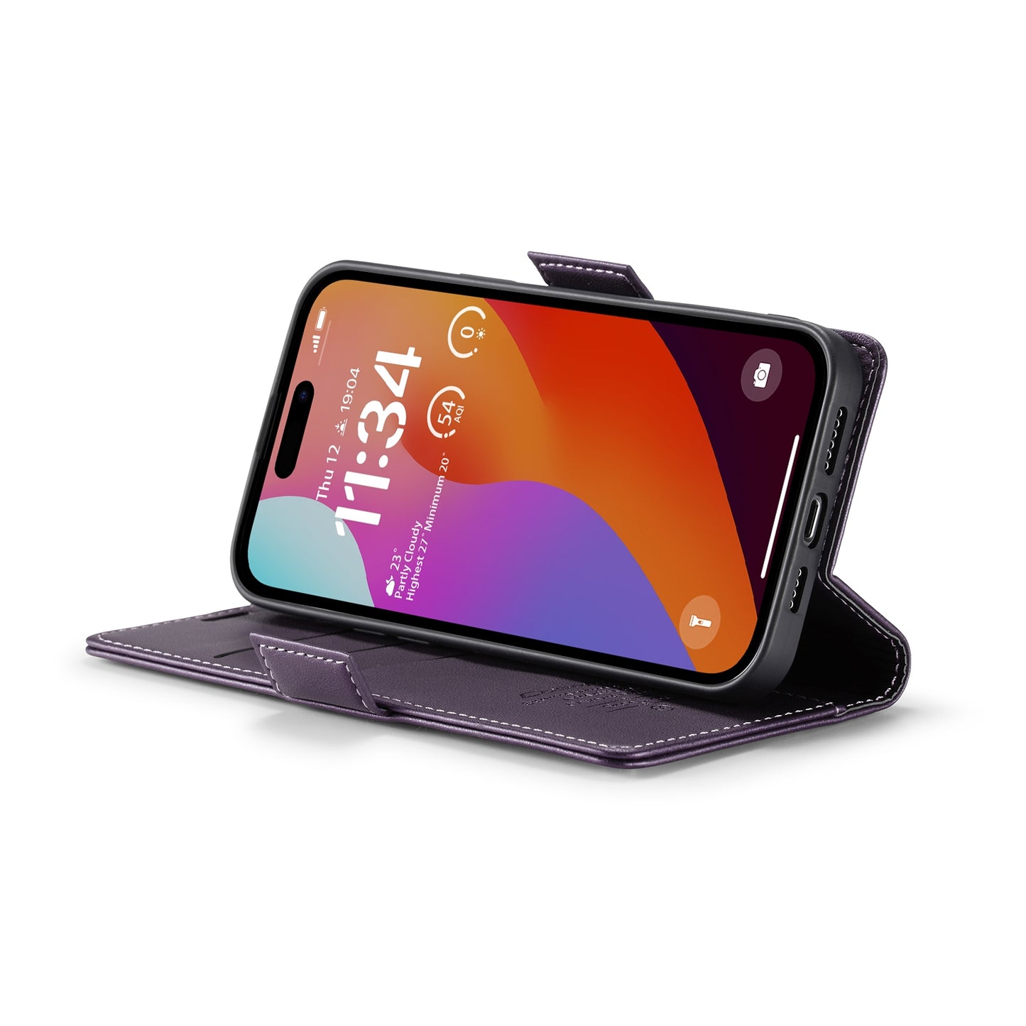 iPhone 15 Pro Leather Wallet Case - RFID Blocking, Stand Function, Card Slots
