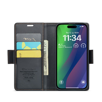 iPhone 15 Plus Leather Wallet Case - RFID Blocking, Stand Function, Card Slots