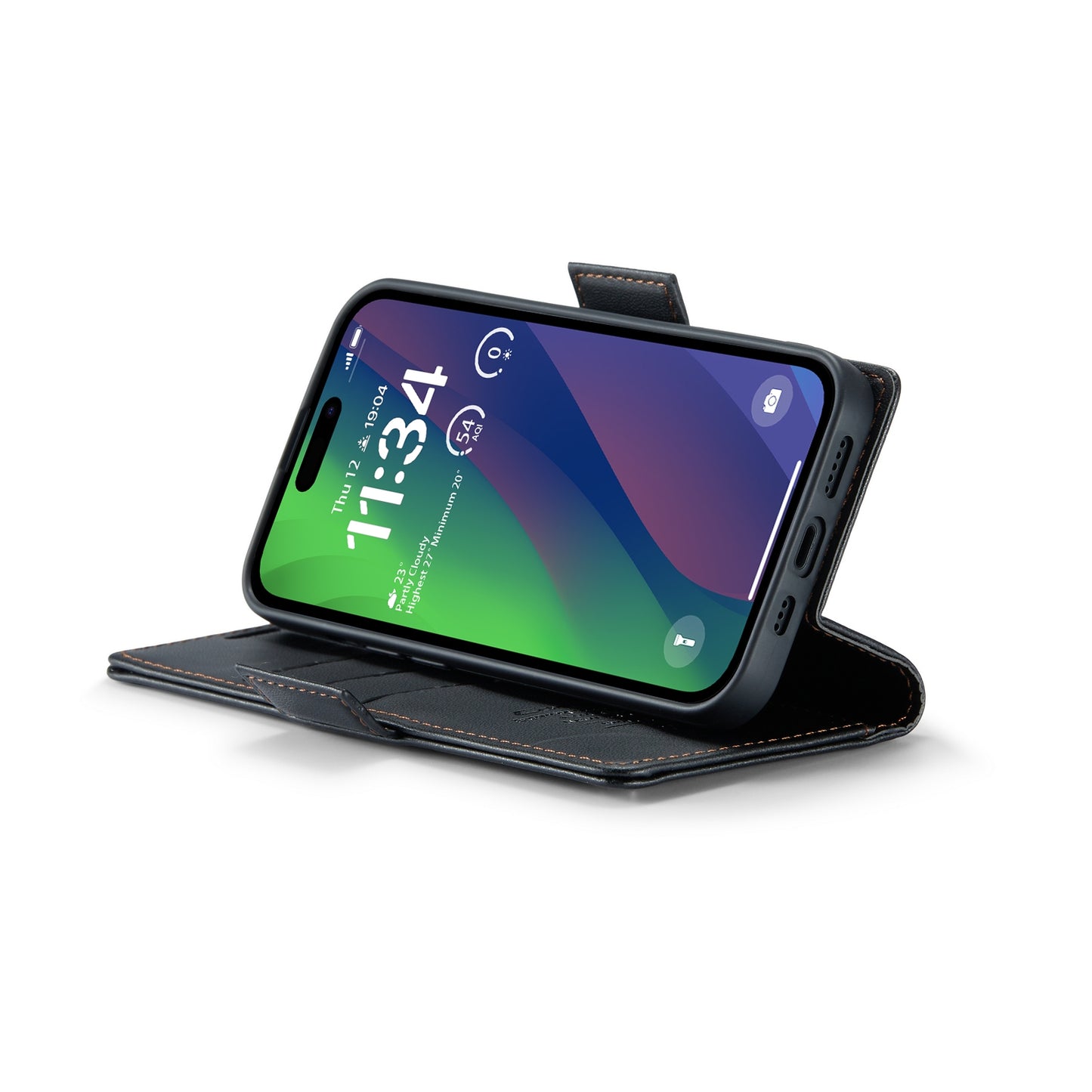 iPhone 15 Plus Leather Wallet Case - RFID Blocking, Stand Function, Card Slots