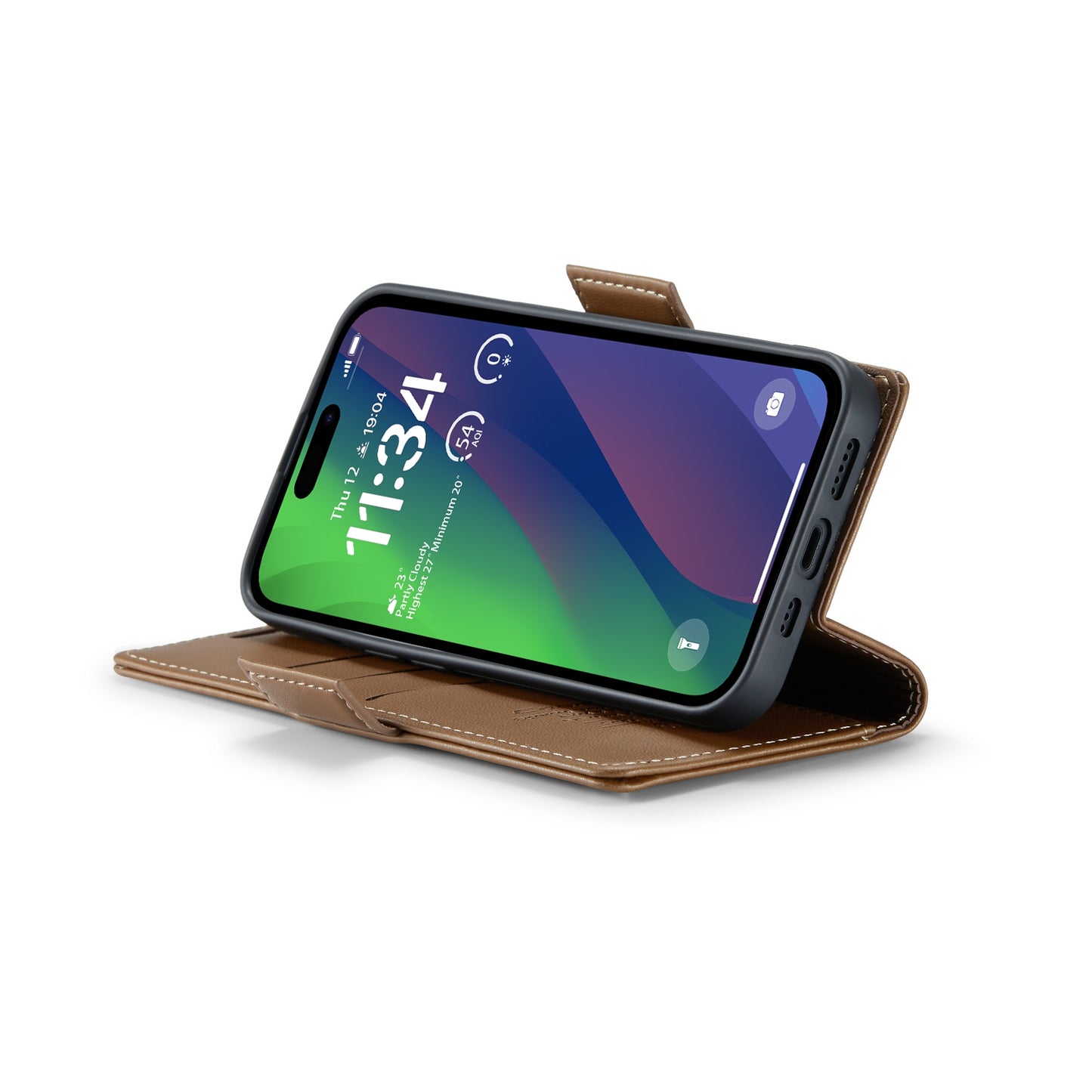 iPhone 15 Plus Leather Wallet Case - RFID Blocking, Stand Function, Card Slots